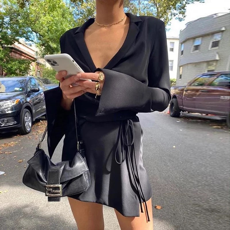 Flare Sleeve Mini Dress