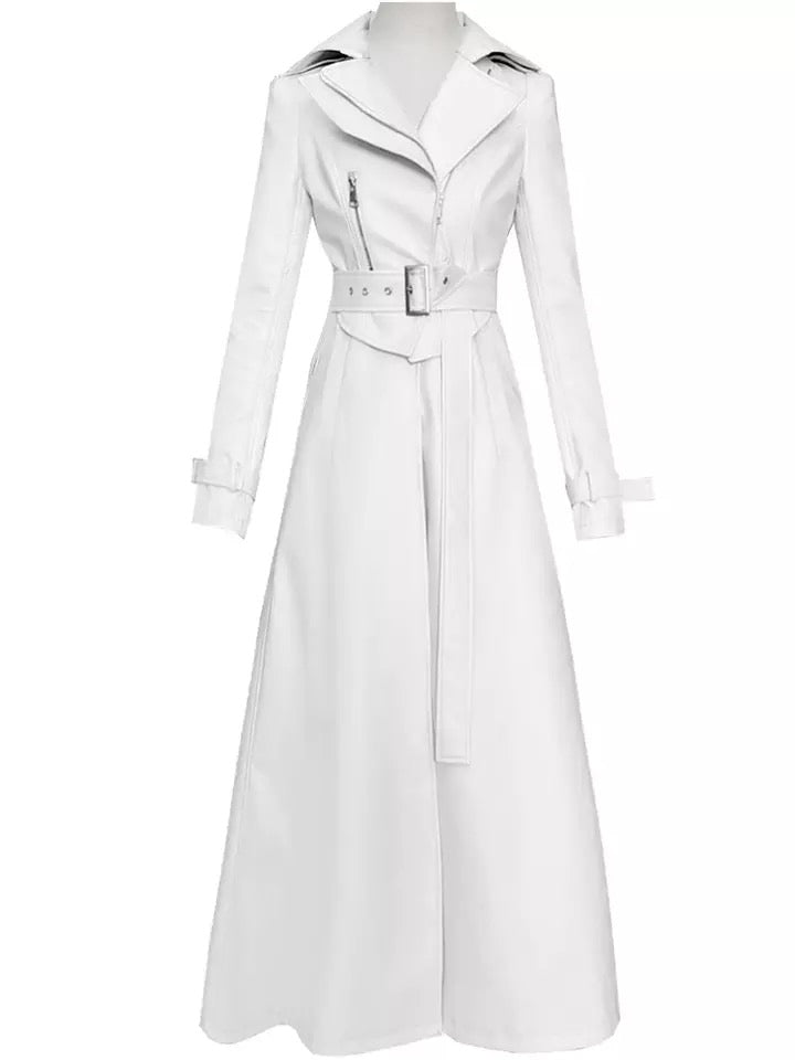 Faux Leather Trench Coat
