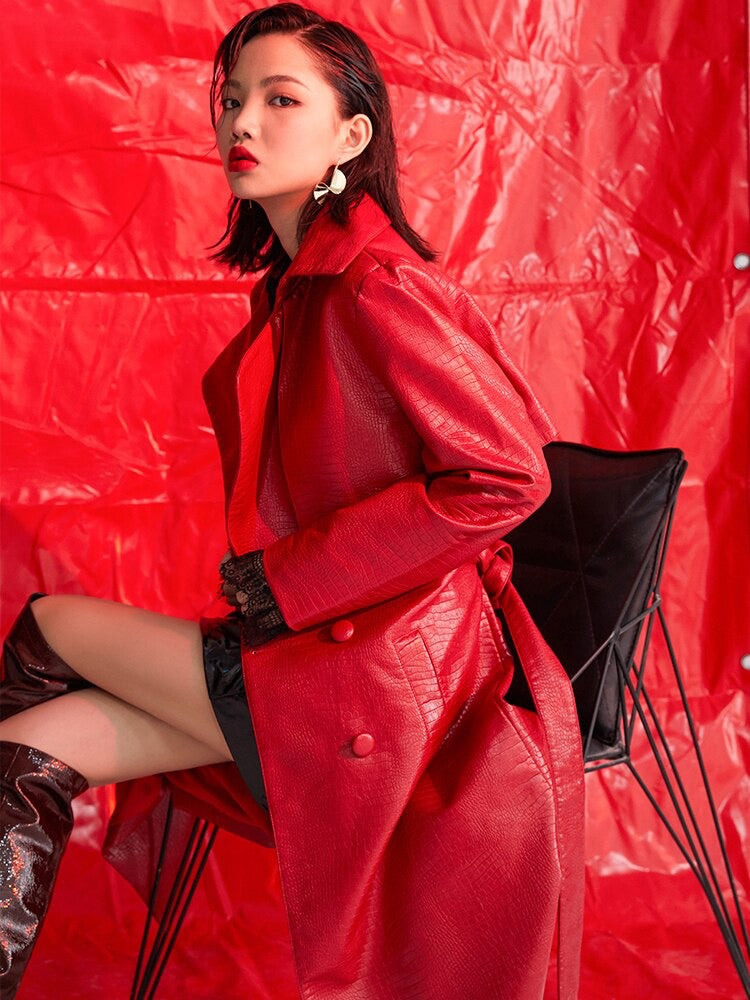 Scale Print Trench Coat