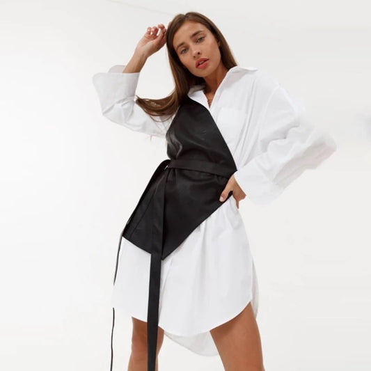 Asymmetrical Faux Leather Vest